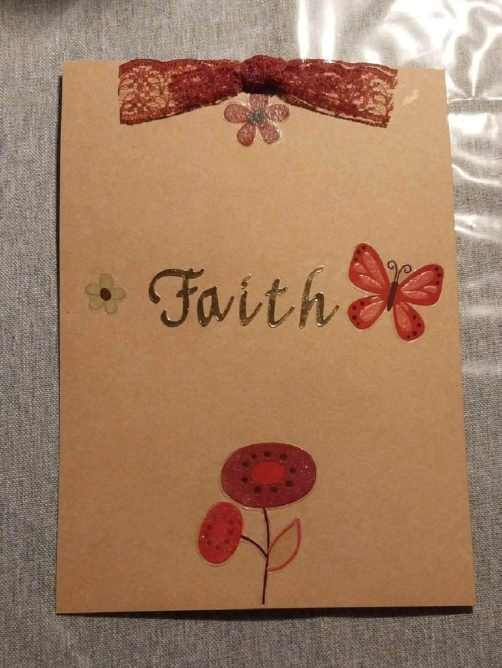 Homemade DIY- Faith Decorative Wall Art Card With Red Accents
